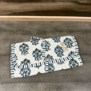Mark & Graham Block Print Quilted Travel Jewelry Roll Up Storage Monogram “CR”